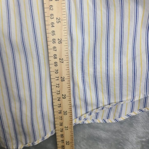 Polo Ralph Lauren Shirt Mens Large Blake‎ Two-Ply Striped Blue Yellow Size 2XL - Picture 6 of 7